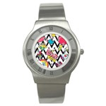 Vector Romantic Love Seamless Pattern Stainless Steel Watch