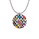 Vector Romantic Love Seamless Pattern 1  Button Necklace