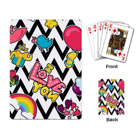 Vector Romantic Love Seamless Pattern Playing Cards Single Design (Rectangle) from ArtsNow.com Back