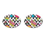 Vector Romantic Love Seamless Pattern Cufflinks (Oval)
