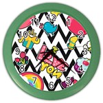 Vector Romantic Love Seamless Pattern Color Wall Clock