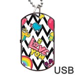 Vector Romantic Love Seamless Pattern Dog Tag USB Flash (One Side)