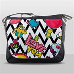 Vector Romantic Love Seamless Pattern Messenger Bag