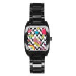 Vector Romantic Love Seamless Pattern Stainless Steel Barrel Watch