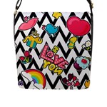 Vector Romantic Love Seamless Pattern Flap Closure Messenger Bag (L)