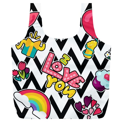 Vector Romantic Love Seamless Pattern Full Print Recycle Bag (XL) from ArtsNow.com Front