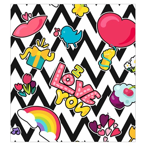 Vector Romantic Love Seamless Pattern Drawstring Pouch (Large) from ArtsNow.com Front