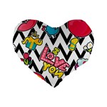 Vector Romantic Love Seamless Pattern Standard 16  Premium Flano Heart Shape Cushions