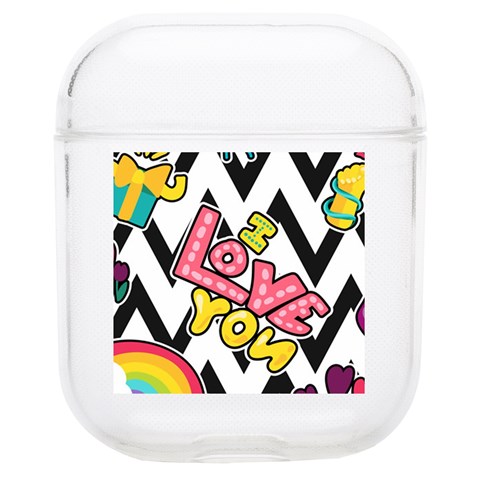 Vector Romantic Love Seamless Pattern Soft TPU AirPods 1/2 Case from ArtsNow.com Front