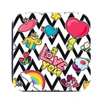 Vector Romantic Love Seamless Pattern Square Metal Box (Black)