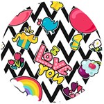 Vector Romantic Love Seamless Pattern Wooden Bottle Opener (Round)
