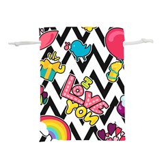 Vector Romantic Love Seamless Pattern Lightweight Drawstring Pouch (S) from ArtsNow.com Back
