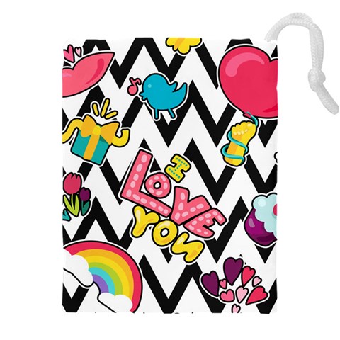 Vector Romantic Love Seamless Pattern Drawstring Pouch (4XL) from ArtsNow.com Front