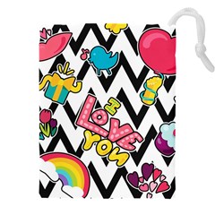 Vector Romantic Love Seamless Pattern Drawstring Pouch (4XL) from ArtsNow.com Front