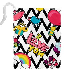 Vector Romantic Love Seamless Pattern Drawstring Pouch (4XL) from ArtsNow.com Back