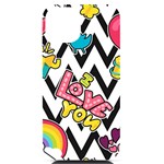 Vector Romantic Love Seamless Pattern iPhone 14 Black UV Print Case