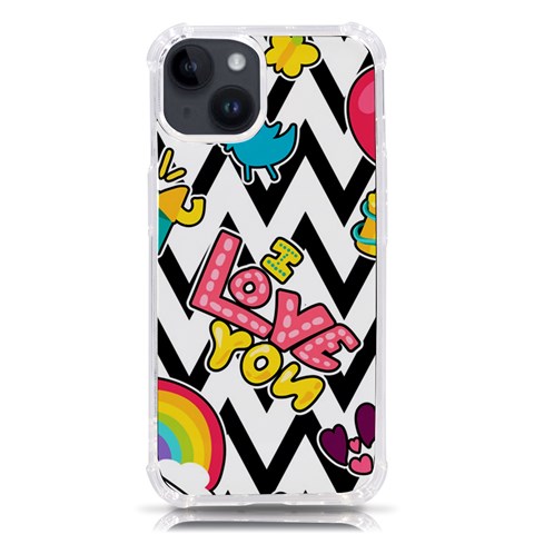 Vector Romantic Love Seamless Pattern iPhone 14 TPU UV Print Case from ArtsNow.com Front