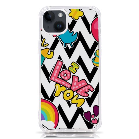 Vector Romantic Love Seamless Pattern iPhone 14 Plus TPU UV Print Case from ArtsNow.com Front