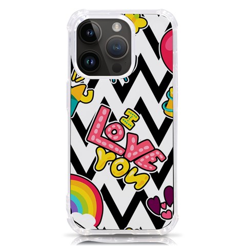 Vector Romantic Love Seamless Pattern iPhone 14 Pro TPU UV Print Case from ArtsNow.com Front