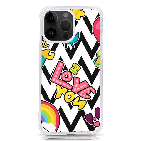 Vector Romantic Love Seamless Pattern iPhone 14 Pro Max TPU UV Print Case from ArtsNow.com Front