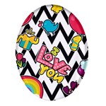 Vector Romantic Love Seamless Pattern Oval Glass Fridge Magnet (4 pack)
