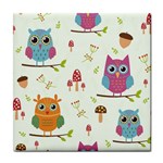 Forest Seamless Pattern With Cute Owls Tile Coaster