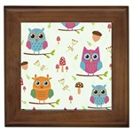Forest Seamless Pattern With Cute Owls Framed Tile