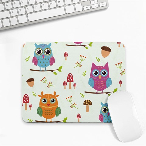 Forest Seamless Pattern With Cute Owls Small Mousepad from ArtsNow.com Front