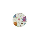 Forest Seamless Pattern With Cute Owls 1  Mini Buttons