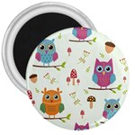 Forest Seamless Pattern With Cute Owls 3  Magnets