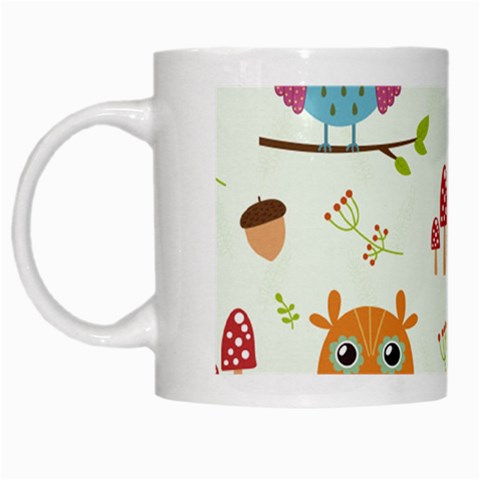 Forest Seamless Pattern With Cute Owls White Mug from ArtsNow.com Left