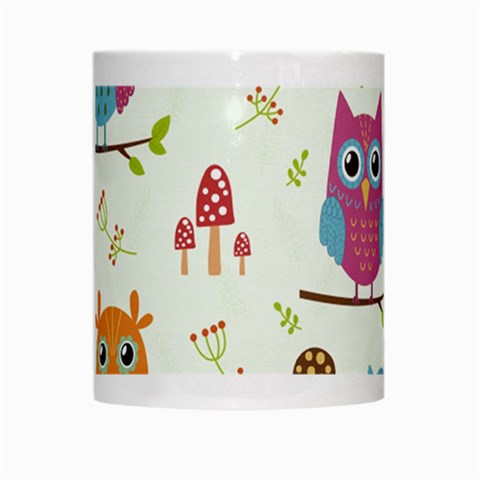 Forest Seamless Pattern With Cute Owls White Mug from ArtsNow.com Center