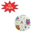 Forest Seamless Pattern With Cute Owls 1  Mini Magnet (10 pack) 