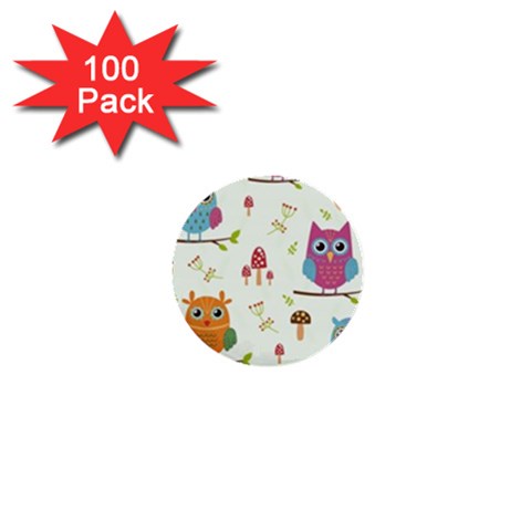 Forest Seamless Pattern With Cute Owls 1  Mini Buttons (100 pack)  from ArtsNow.com Front