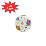 Forest Seamless Pattern With Cute Owls 1  Mini Magnets (100 pack) 