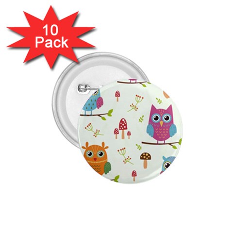 Forest Seamless Pattern With Cute Owls 1.75  Buttons (10 pack) from ArtsNow.com Front