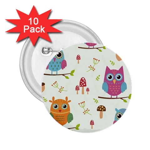 Forest Seamless Pattern With Cute Owls 2.25  Buttons (10 pack)  from ArtsNow.com Front