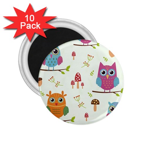 Forest Seamless Pattern With Cute Owls 2.25  Magnets (10 pack)  from ArtsNow.com Front