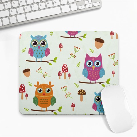 Forest Seamless Pattern With Cute Owls Large Mousepad from ArtsNow.com Front