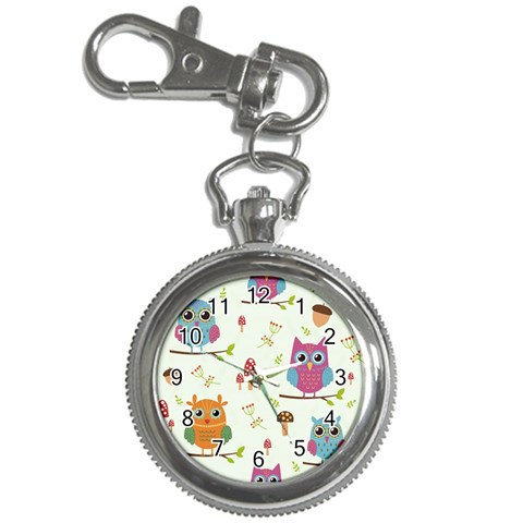 Forest Seamless Pattern With Cute Owls Key Chain Watches from ArtsNow.com Front