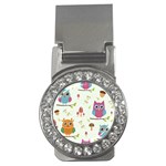 Forest Seamless Pattern With Cute Owls Money Clips (CZ) 