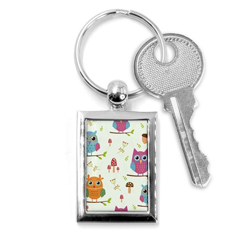 Forest Seamless Pattern With Cute Owls Key Chain (Rectangle) from ArtsNow.com Front