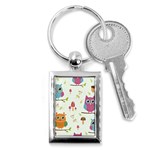 Forest Seamless Pattern With Cute Owls Key Chain (Rectangle)