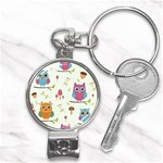 Forest Seamless Pattern With Cute Owls Nail Clippers Key Chain