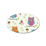 Forest Seamless Pattern With Cute Owls Sticker (Oval)