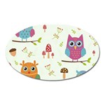 Forest Seamless Pattern With Cute Owls Oval Magnet