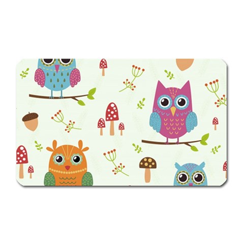 Forest Seamless Pattern With Cute Owls Magnet (Rectangular) from ArtsNow.com Front