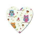 Forest Seamless Pattern With Cute Owls Heart Magnet