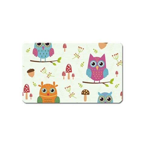 Forest Seamless Pattern With Cute Owls Magnet (Name Card) from ArtsNow.com Front