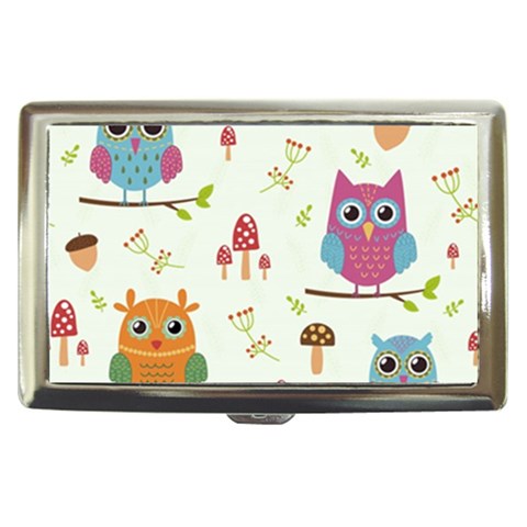 Forest Seamless Pattern With Cute Owls Cigarette Money Case from ArtsNow.com Front